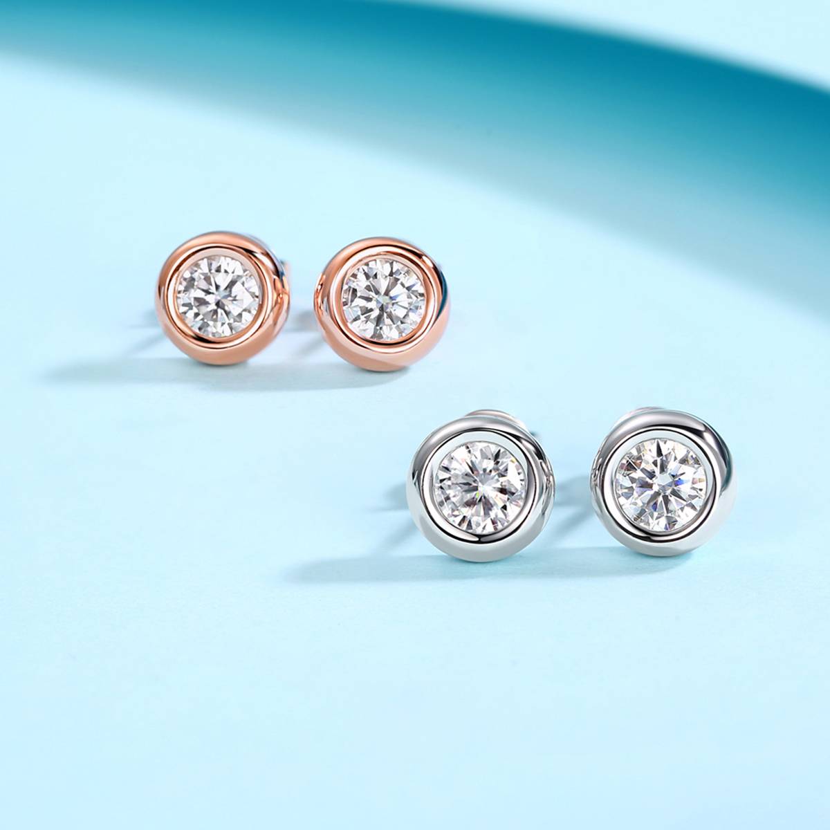 Bubble Series S925 Silver Plated Platinum Moissanite Pendant Earnail Bracelet Set